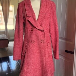 Vintage CAbi Pink Double-Breasted Tweed Pea Coat